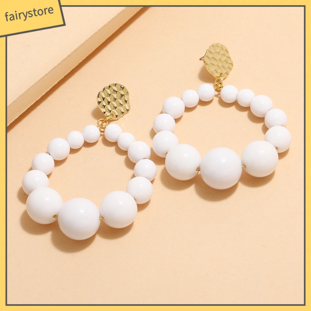 [FRO] 1 Đôi Bông Tai Hạt Nhựa Tròn Nhiều Màu Sắc Tươi Tắn Mặc Hàng Ngày Cho Nữ