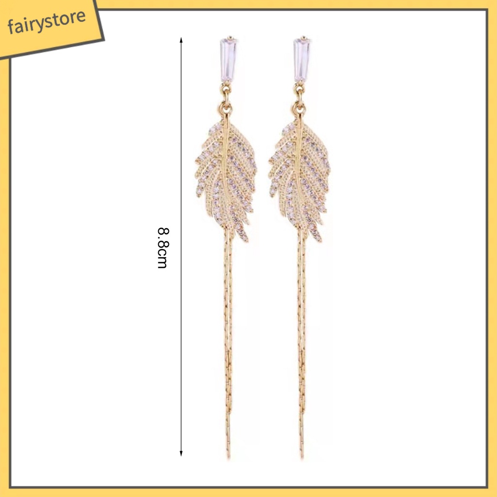 1 Đôi Bông Tai Hình Chiếc Lá Đính Đá Lấp Lánh Dành Cho Nữ