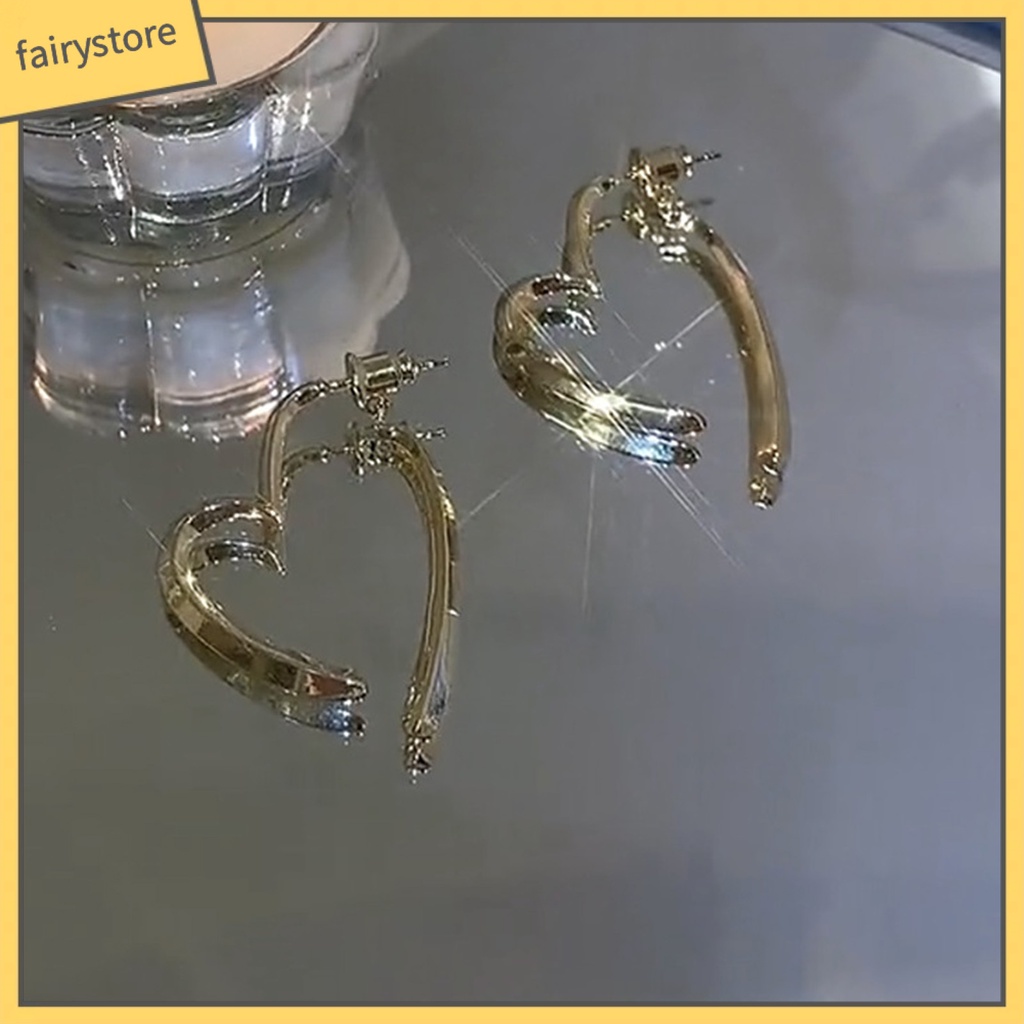 1 Đôi Bông Tai Xỏ Lỗ Hình Trái Tim Phong Cách Pháp Tối Giản Thời Trang Dành Cho Nữ