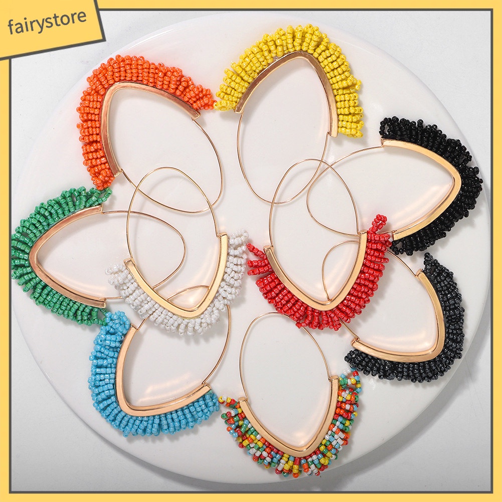 Bông Tai Chuỗi Hạt Tua Rua Phong Cách Bohemian Thời Trang Cho Nữ