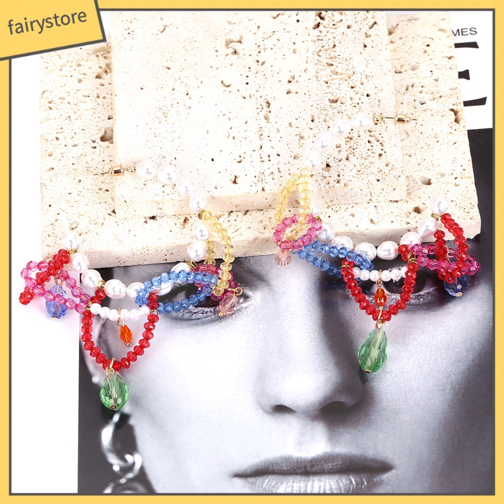 Bông Tai Dạng Vòng Phối Tua Rua Đính Hạt Ngọc Trai Nhân Tạo Thời Trang