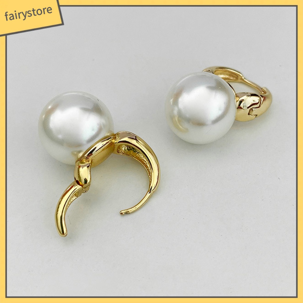 1 Đôi Bông Tai Hình Học Đính Ngọc Trai Nhân Tạo Phong Cách Hong Kong Thời Trang