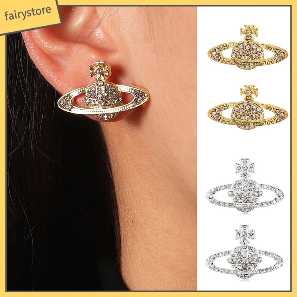 1 Đôi Bông Tai Hình Hành Tinh Đính Đá Lấp Lánh Phong Cách Hàn Quốc