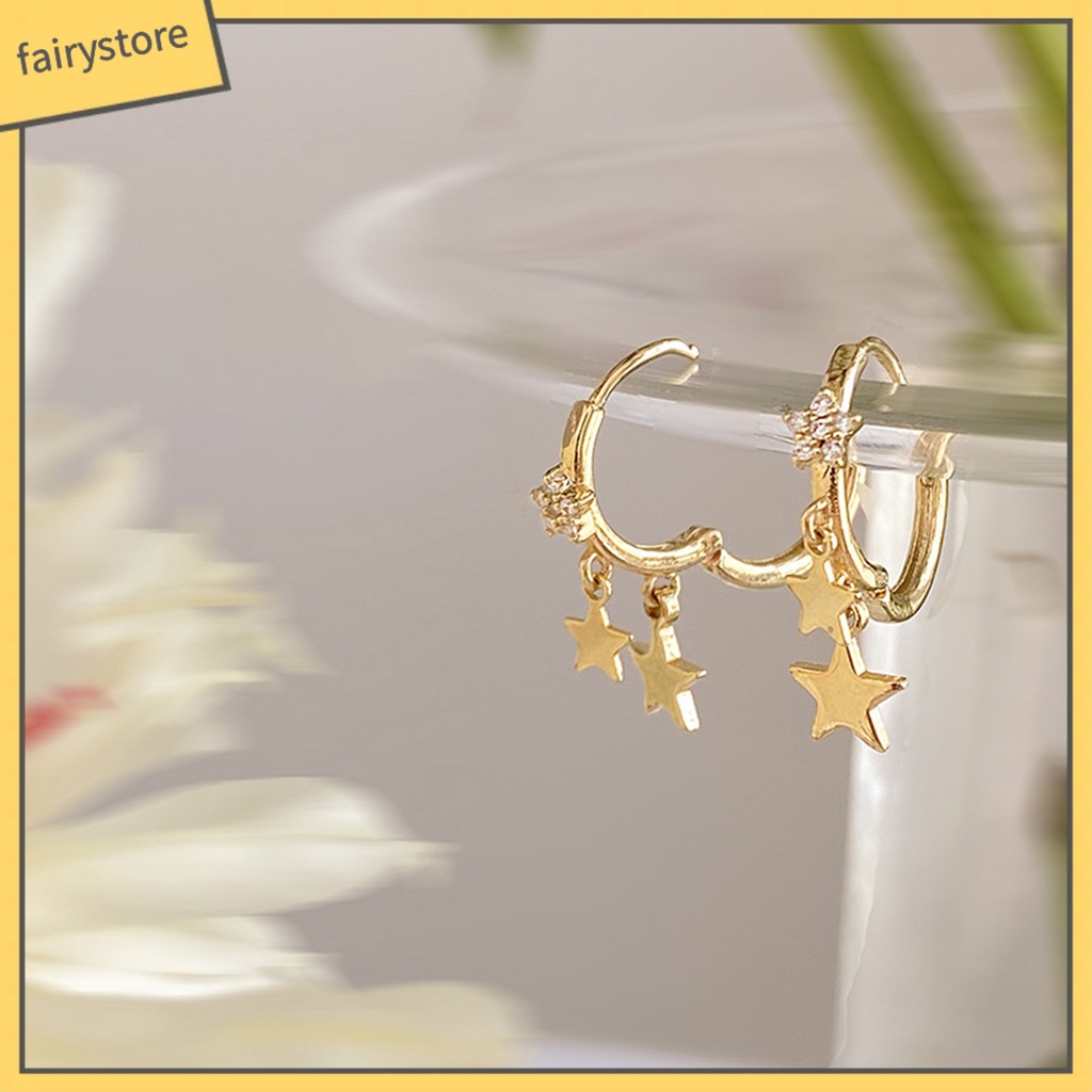 1 Đôi Bông Tai Hình Ngôi Sao Đính Đá Trang Trí Không Phai Màu Trọng Lượng Nhẹ Thời Trang Dành Cho Nữ