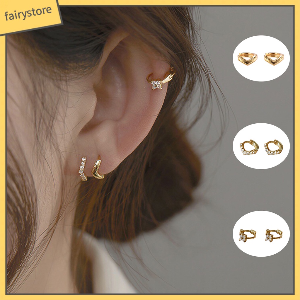 Bông Tai Đinh Tán Mini Đính Đá Thanh Lịch Cho Nữ