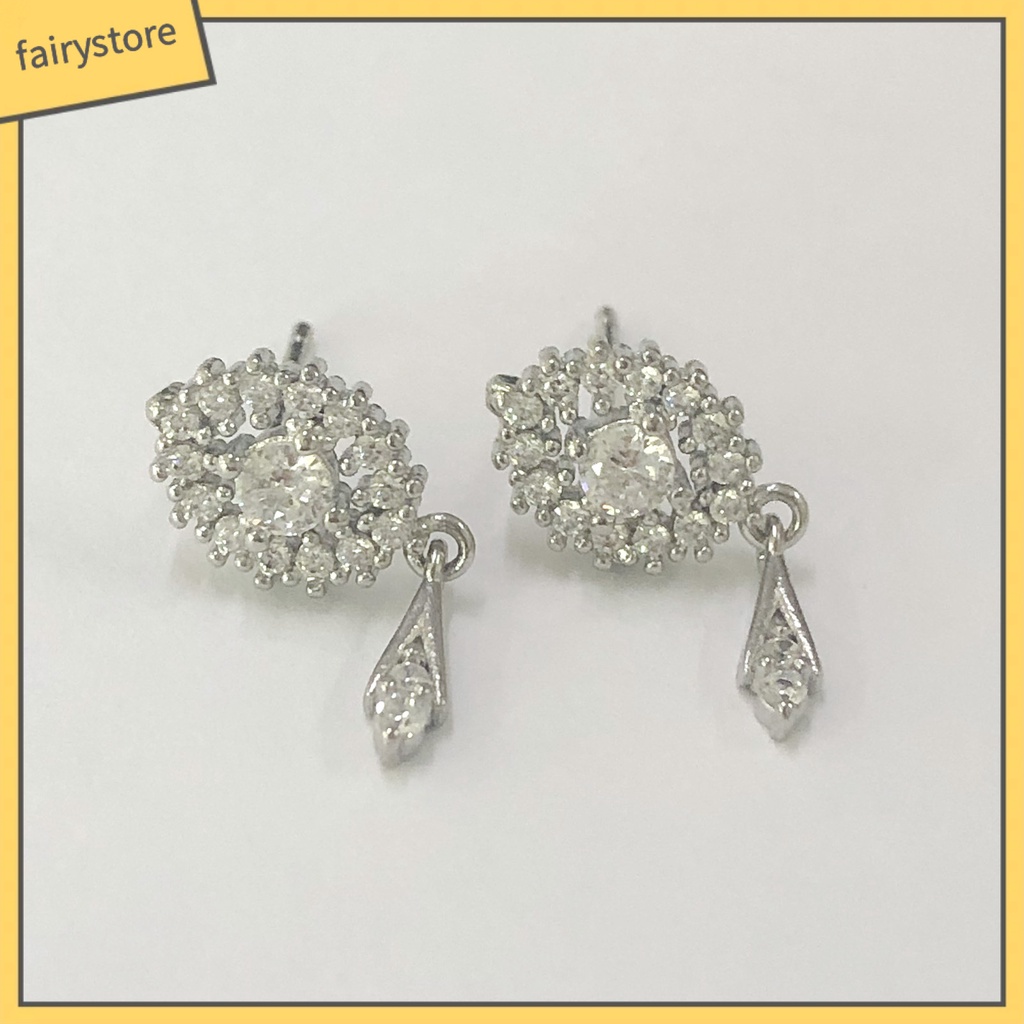 1 Cặp Bông Tai Đính Đá Zircon Hình Oval Tua Rua Phong Cách Cổ Điển Dành Cho Nữ