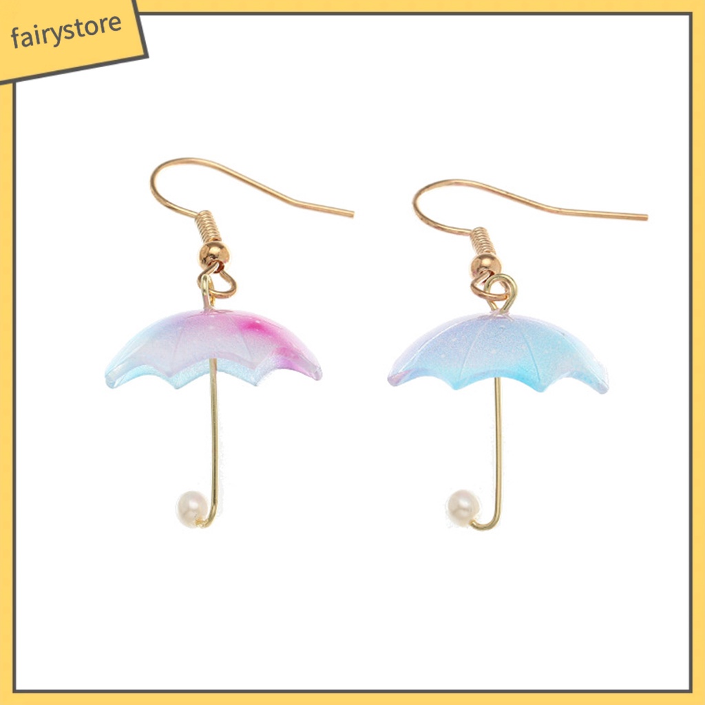 [FRO] 1 Cặp Bông Tai Móc Hình Cây Dù Màu Sắc Tương Phản Trọng Lượng Nhẹ Dễ Phối Đồ Dành