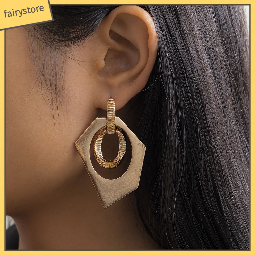 1 Đôi Bông Tai Hình Học Nhiều Màu Không Phai Thời Trang Dự Tiệc