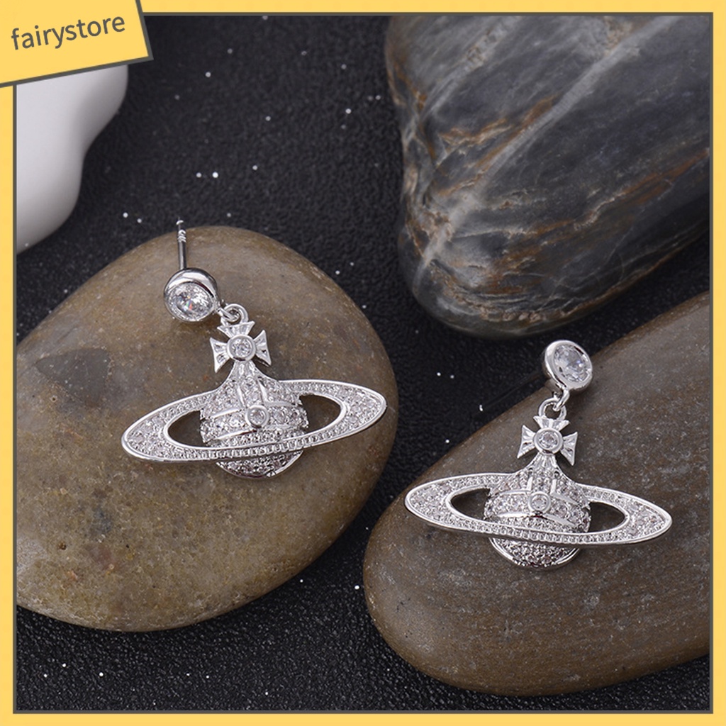 1 Đôi Bông Tai Hình Hành Tinh Đính Đá Lấp Lánh Trọng Lượng Nhẹ