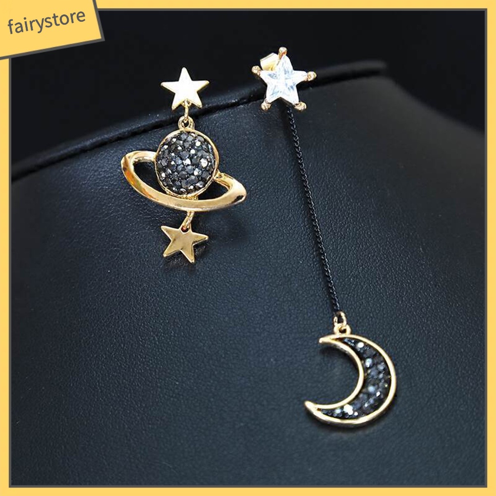 Đôi Khuyên Tai Hình Trăng Sao Đính Đá Thời Trang Cho Nữ