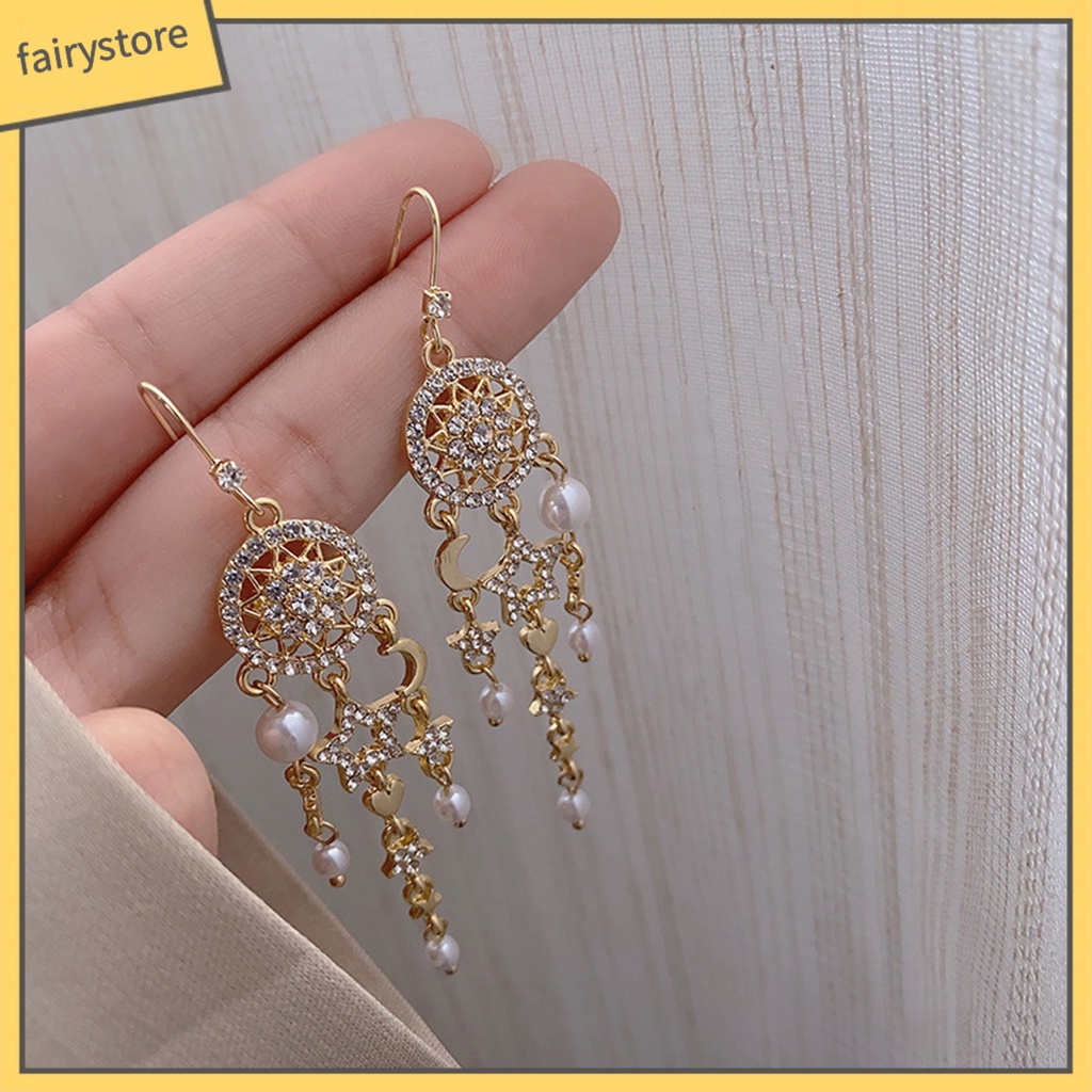 1 Đôi Bông Tai Dáng Dài Đính Đá Thời Trang Dự Tiệc