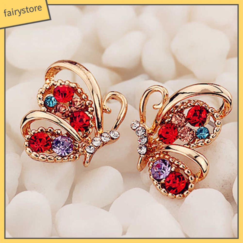 Bông Tai Hình Bướm Đính Đá Thời Trang Dành Cho Nữ