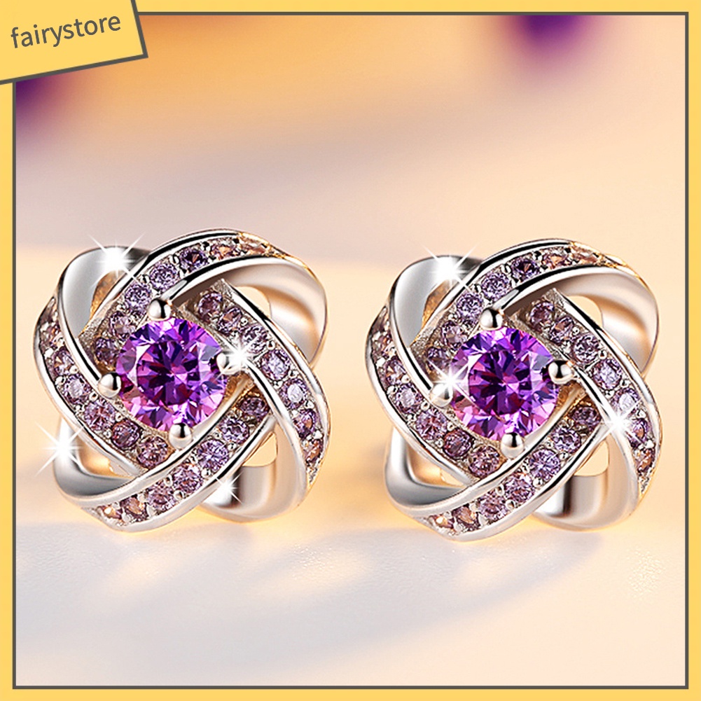 Bông Tai Mạ Bạc Đính Đá Zircon Thời Trang Cho Nữ