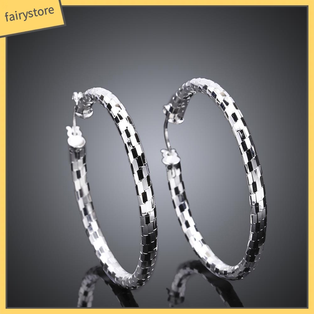 Bông Tai Mạ Bạc Hình Tròn Thời Trang Dành Cho Nữ