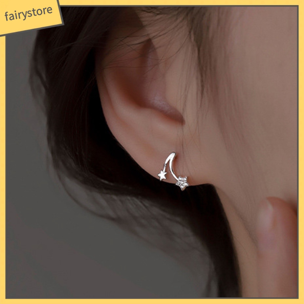 1 Đôi Bông Tai Hình Ngôi Sao Năm Cánh Đính Đá Màu Sắc Ngọt Ngào