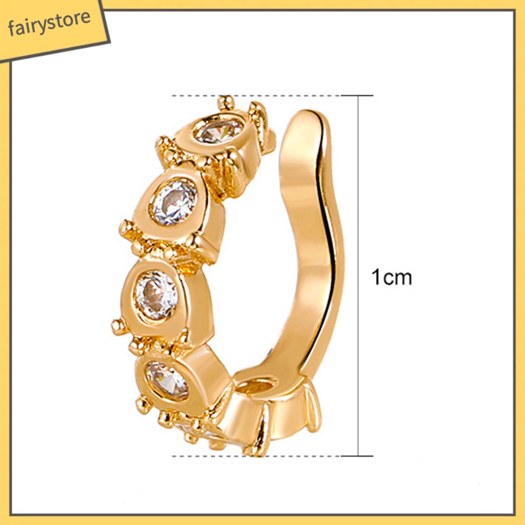 1 Khuyên Kẹp Vành Tai Hình Trái Tim Đính Đá Zircon Thời Trang