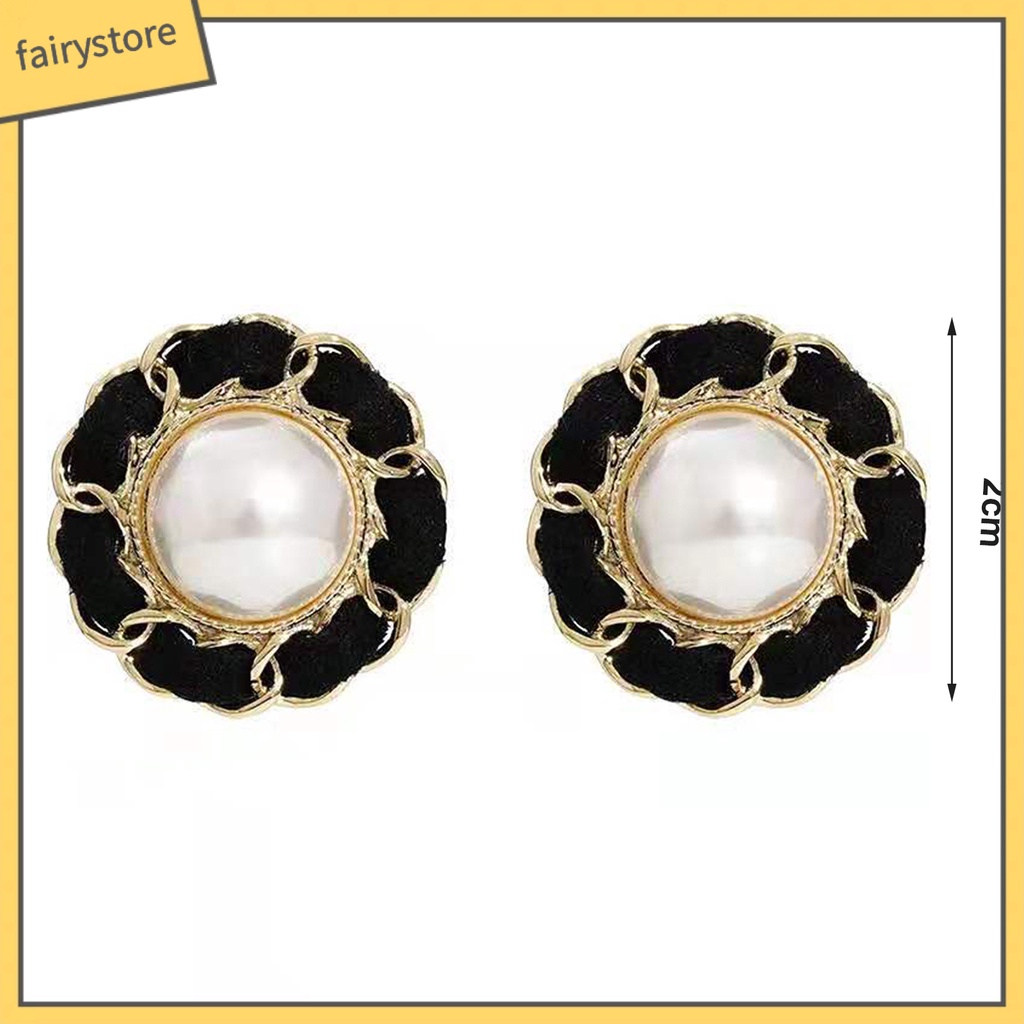 1 Đôi Bông Tai Hình Học Đính Ngọc Trai Nhân Tạo Mạ Điện Thanh Lịch Dành Cho Nữ