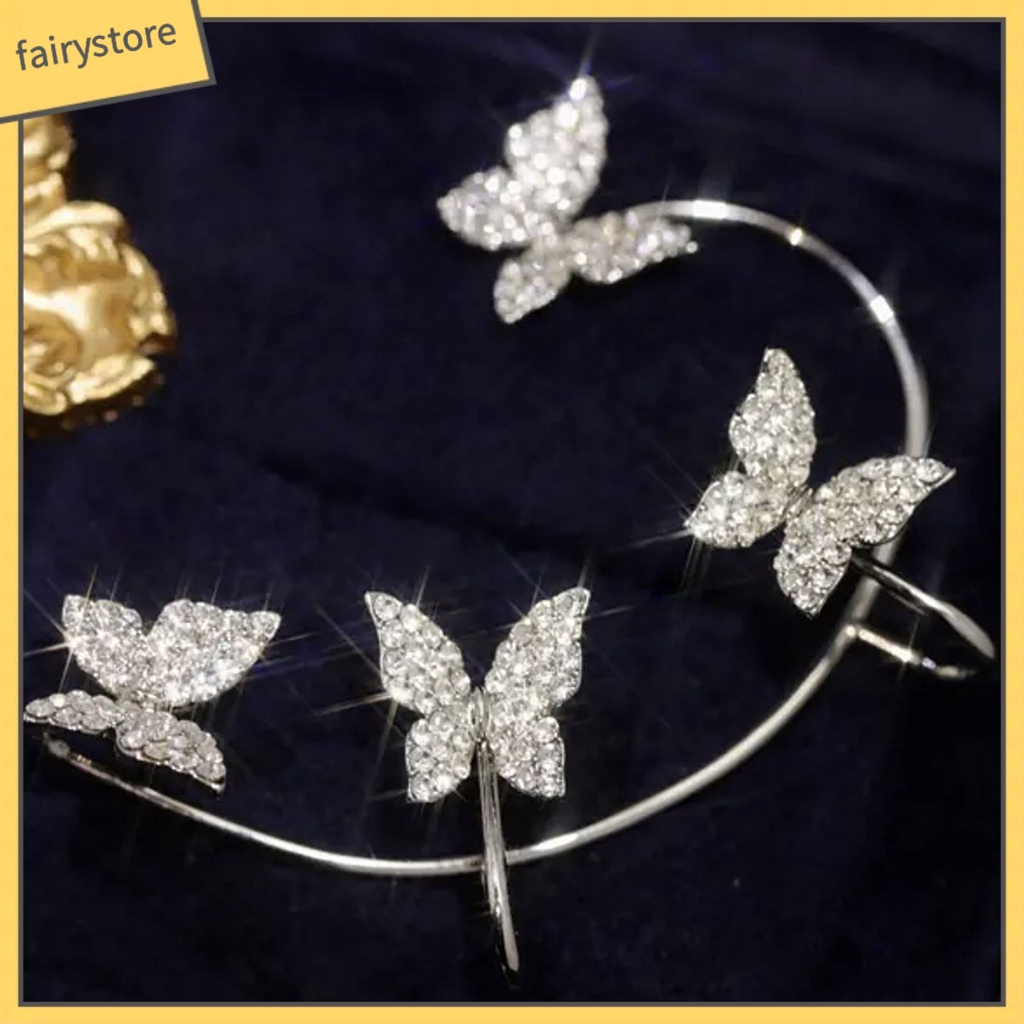 1 Chiếc Bông Tai Kẹp Hình Bướm Đính Đá Tinh Tế Cho Đám Cưới