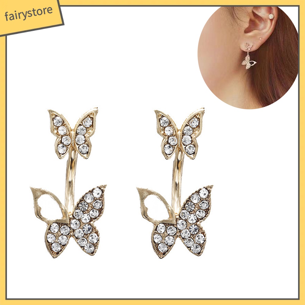 Bông Tai Hình Bướm Đính Đá Toàn Diện Dành Cho Nữ