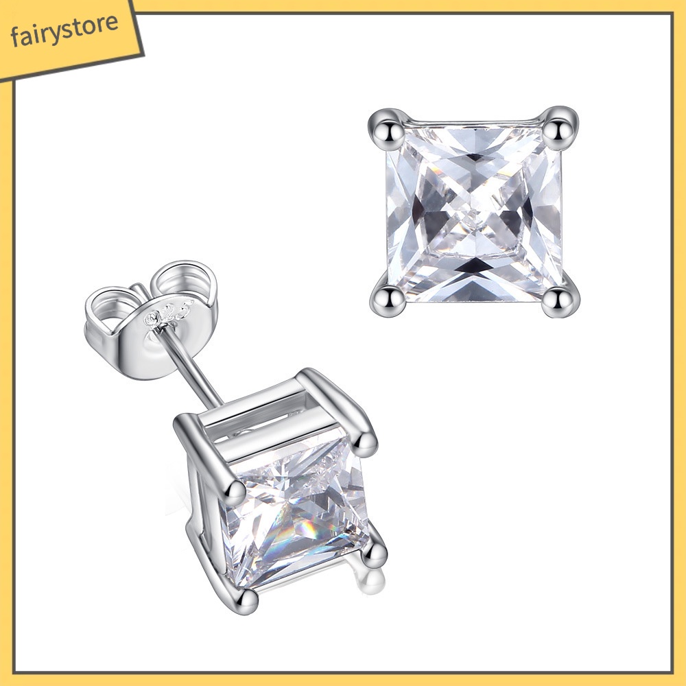 Đôi Bông Tai Hình Vuông Đính Đá Thời Trang Cho Nữ