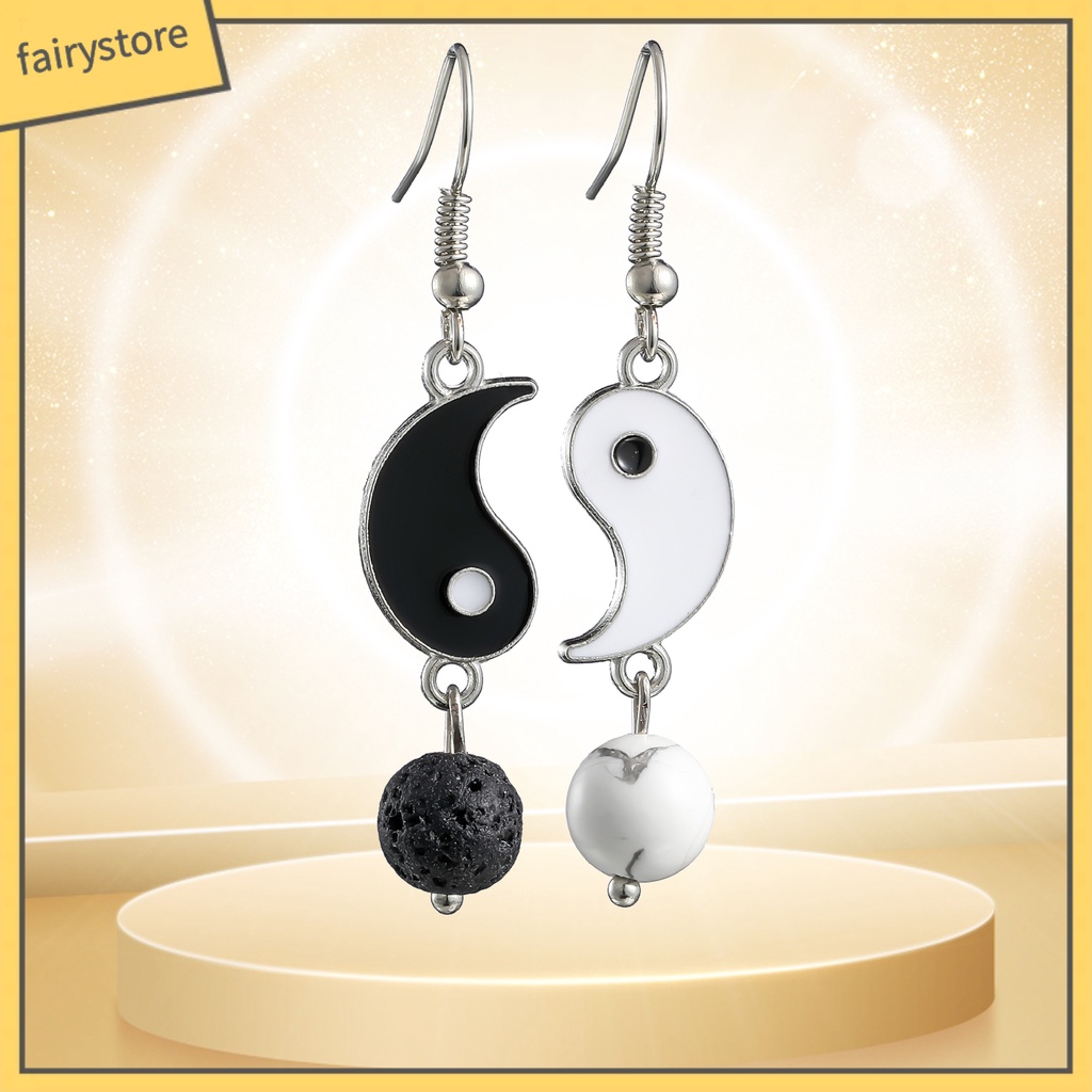 1 Đôi Bông Tai Tai Tai Âm Dương Bằng Hợp Kim Chống Mòn Phong Cách Vintage