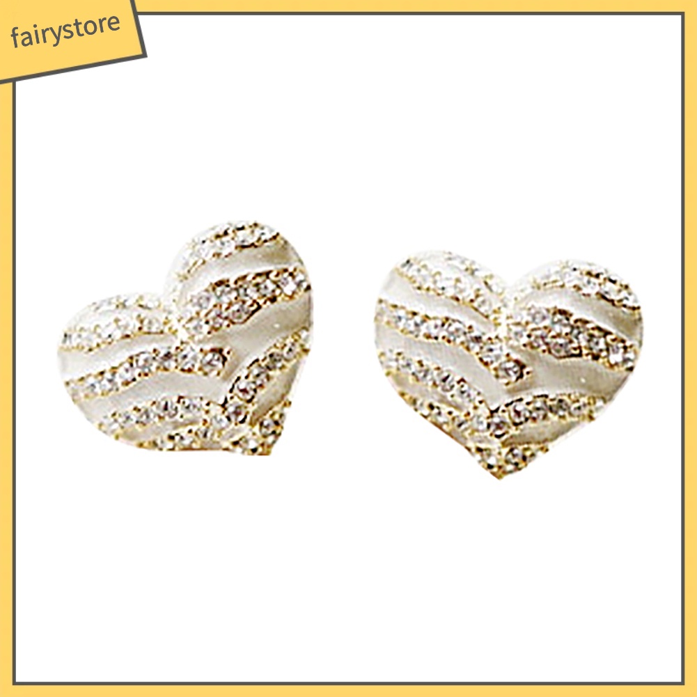 Đôi Khuyên Tai Hình Trái Tim Đính Đá Pha Lê Họa Tiết Ngựa Vằn Thời Trang Cho Nữ