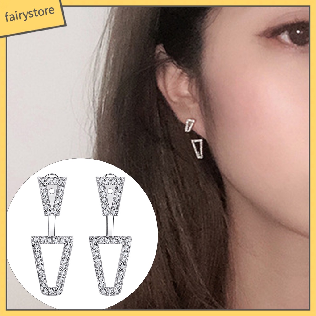 1 Đôi Bông Tai Hình Học Đính Đá Màu Sắc Lấp Lánh Thời Trang Cho Nữ