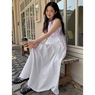 Xiao Mùa Hè Hàn Quốc Phong Cách Mới Tối Giản Pháp Nữ Tính Cảm Giác Xếp Ly Rời Ôm Hơn Nhìn Không Tay Bánh Đầm MC Nữ FAIH