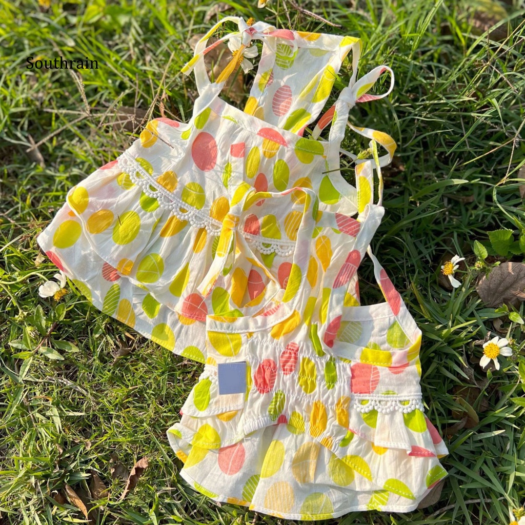 Đầm Hai Dây Dáng Dài In Họa Tiết Tươi Mới Thời Trang Cho Cún Cưng