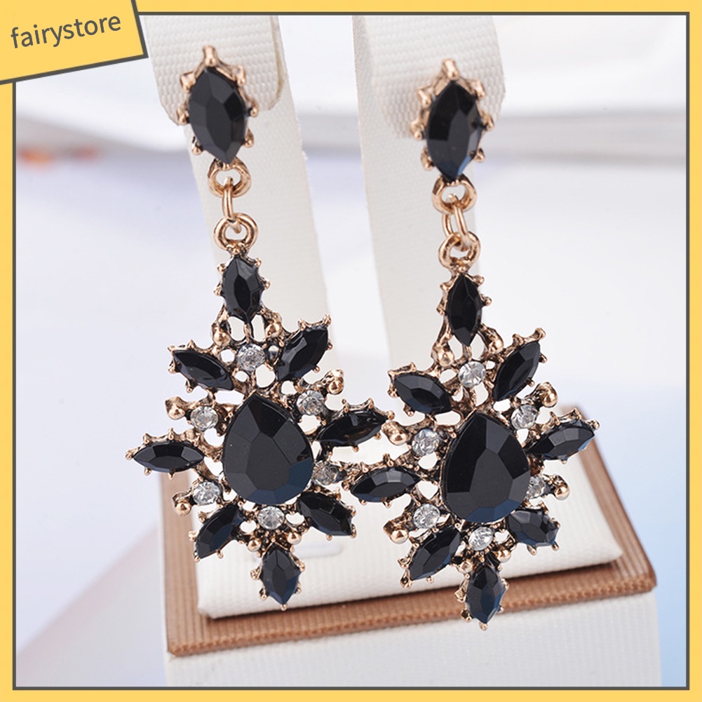 Bông Tai Hình Giọt Nước Đính Đá Lấp Lánh Dành Cho Nữ