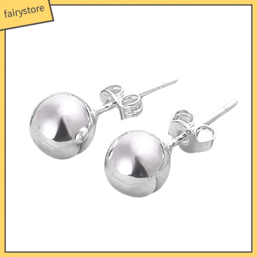 1 Đôi Bông Tai Tròn Bằng Thép Không Gỉ Màu Bạc Thời Trang Dành Cho Nữ