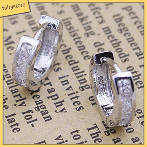 Bông Tai Mạ Bạc Dạng Vòng Đính Đá Thời Trang Dành Cho Nam