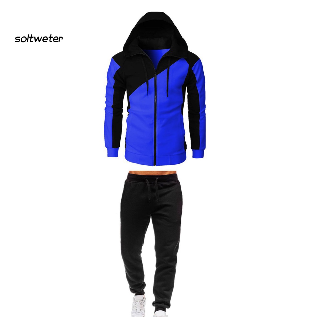 Bộ Đồ Thể Thao Hai Mảnh Gồm Áo Khoác Có Mũ Trùm Và Dây Rút Hai Màu Thời Trang Mùa Đông