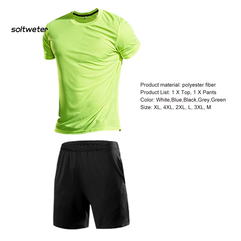 1 Bộ Đồ Thể Thao Áo Tay Ngắn Phối Quần Short Dáng Rộng Nhanh Khô Màu Trơn Thời Trang Mùa Hè Cho Nam