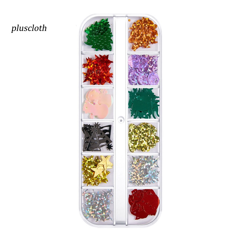 1 Hộp Phụ Kiện Trang Trí Móng Tay Nghệ Thuật Tạo Hiệu Ứng 3D Siêu Mỏng Phong Cách Giáng Sinh Cho Nữ