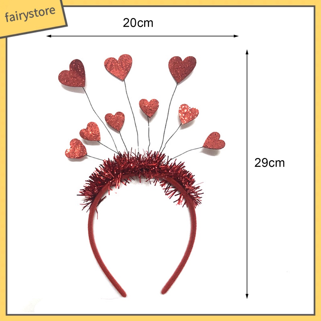 [FRO] Băng Đô 9 Trái Tim Lấp Lánh Co Giãn Tốt Trang Trí Tiệc Có Thể Tái Sử Dụng Cho Ngày Lễ Tình Nhân