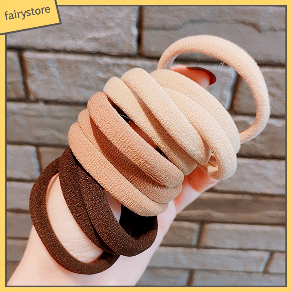 1 Hộp 80 Dây Cột Tóc Màu Trơn Độ Co Giãn Cao Chống Rơi Lâu Trôi