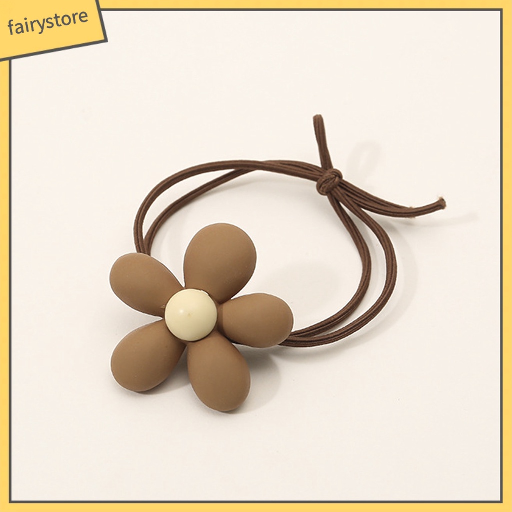 Dây Cột Tóc Co Giãn Mặt Nhám Đính Hoa Hoạt Hình Dễ Thương