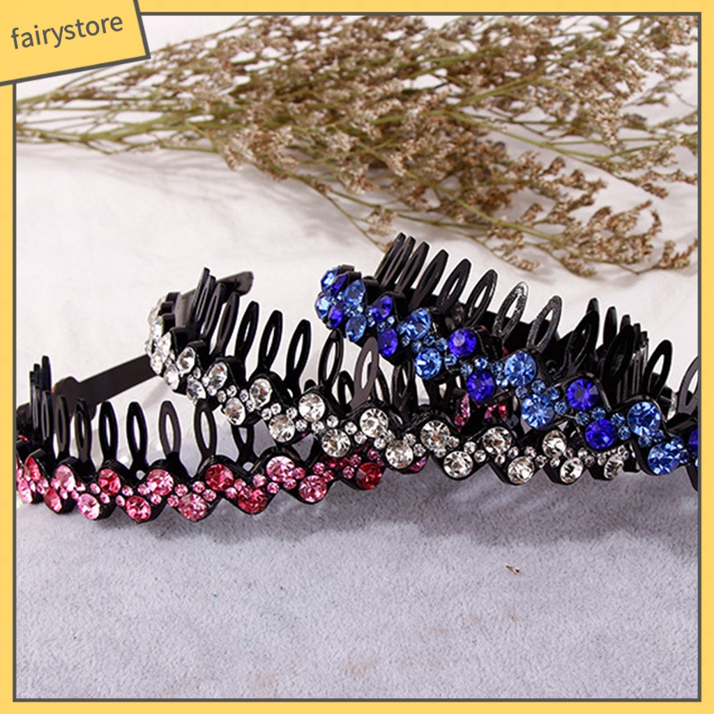 Băng Đô Cài Tóc Đính Đá Lấp Lánh Chống Trượt Có Răng Dành Cho Nữ