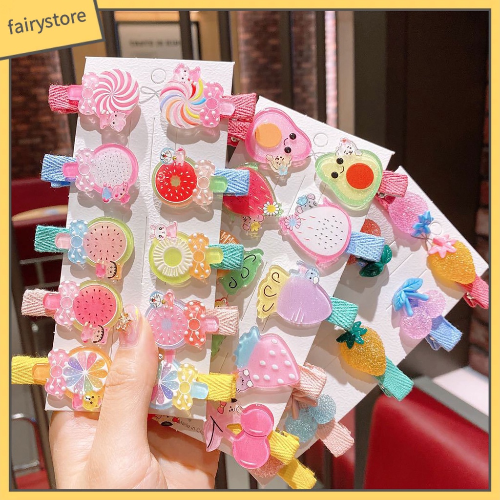 Set 10 Kẹp Tóc Hoạt Hình Dễ Thương Cho Bé Gái