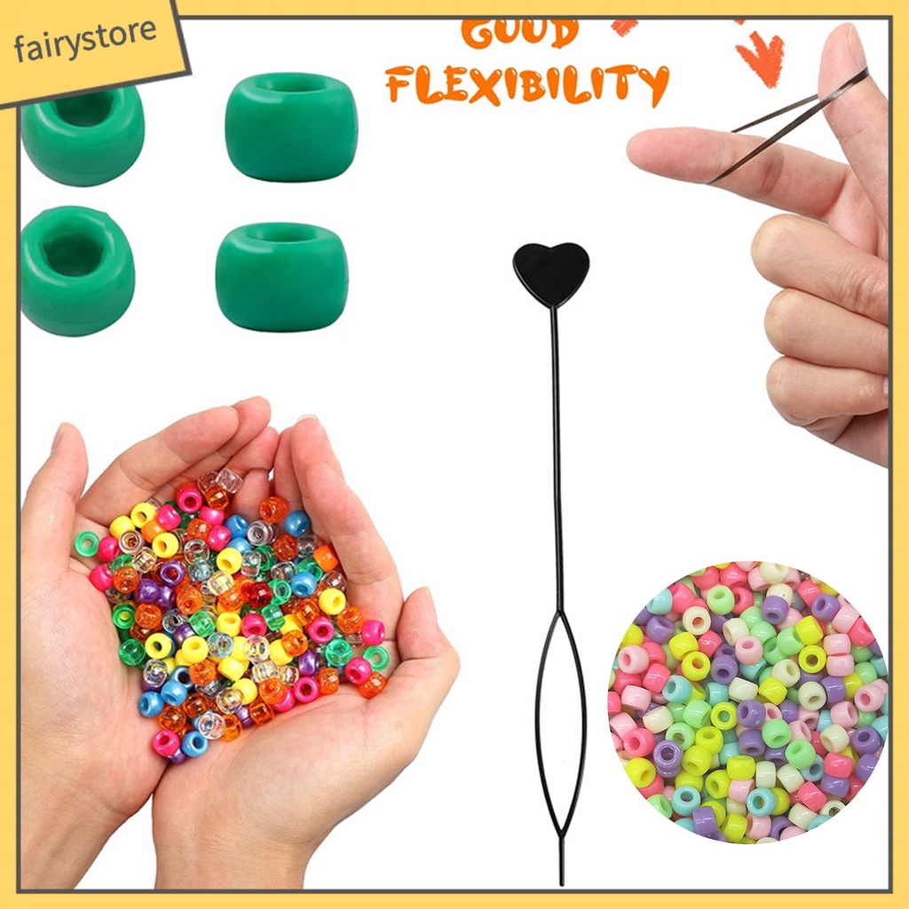 1 Bộ Hạt Xỏ Vòng Tay / Dây Thun Nhiều Màu Dùng Làm Trang Sức Nghệ Thuật
