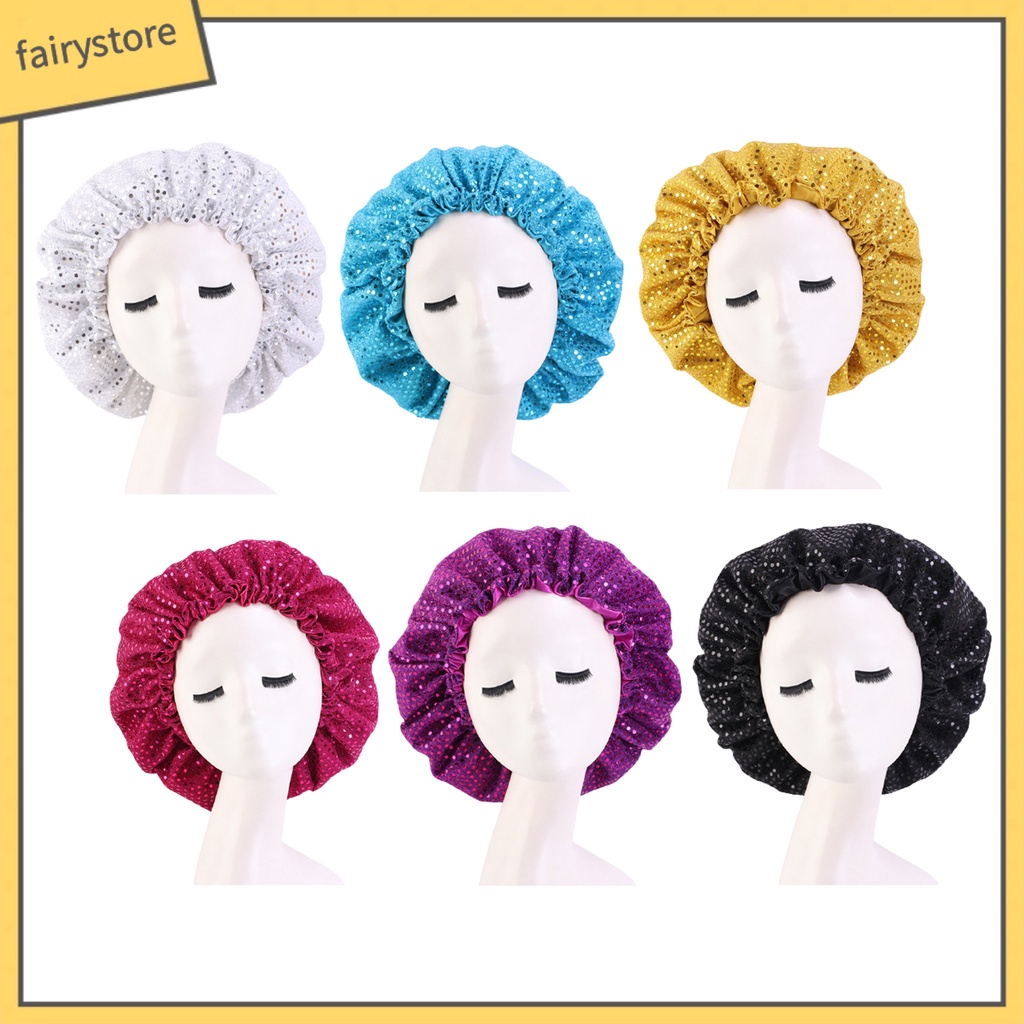 Mũ Trùm Đầu Co Giãn Đính Kim Sa Lấp Lánh Có Thể Điều Chỉnh Chăm Sóc Tóc Khi Ngủ