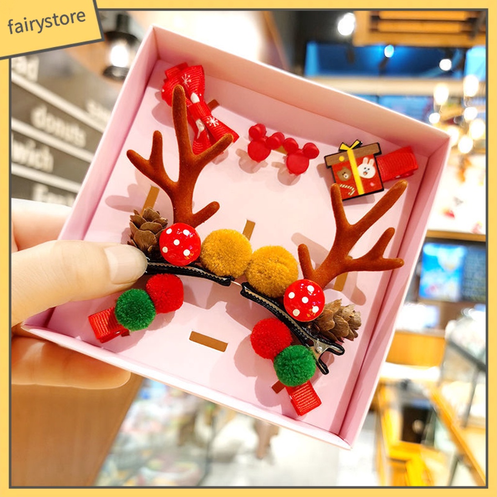 1 Bộ Kẹp Tóc Hình Sừng Hươu Giáng Sinh Bằng Vải Thoải Mái