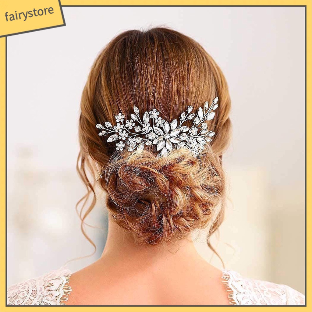 [FRO] Lược Cài Tóc Cô Dâu Hình Hoa Đính Đá Trang Trí Kiểu Công Sở Lãng Mạn