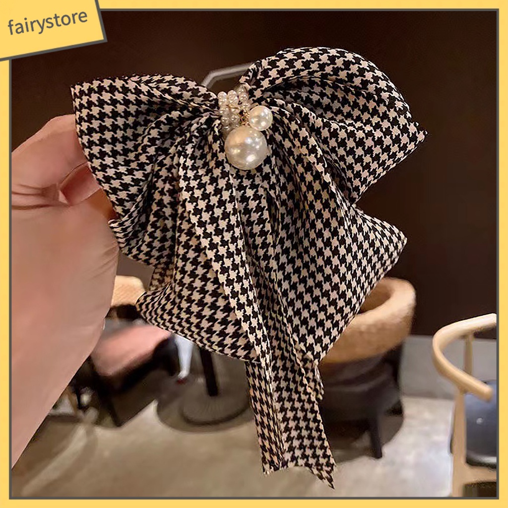 Kẹp Tóc Nơ Nhiều Lớp Đính Ngọc Trai Giả Thanh Lịch Cho Nữ