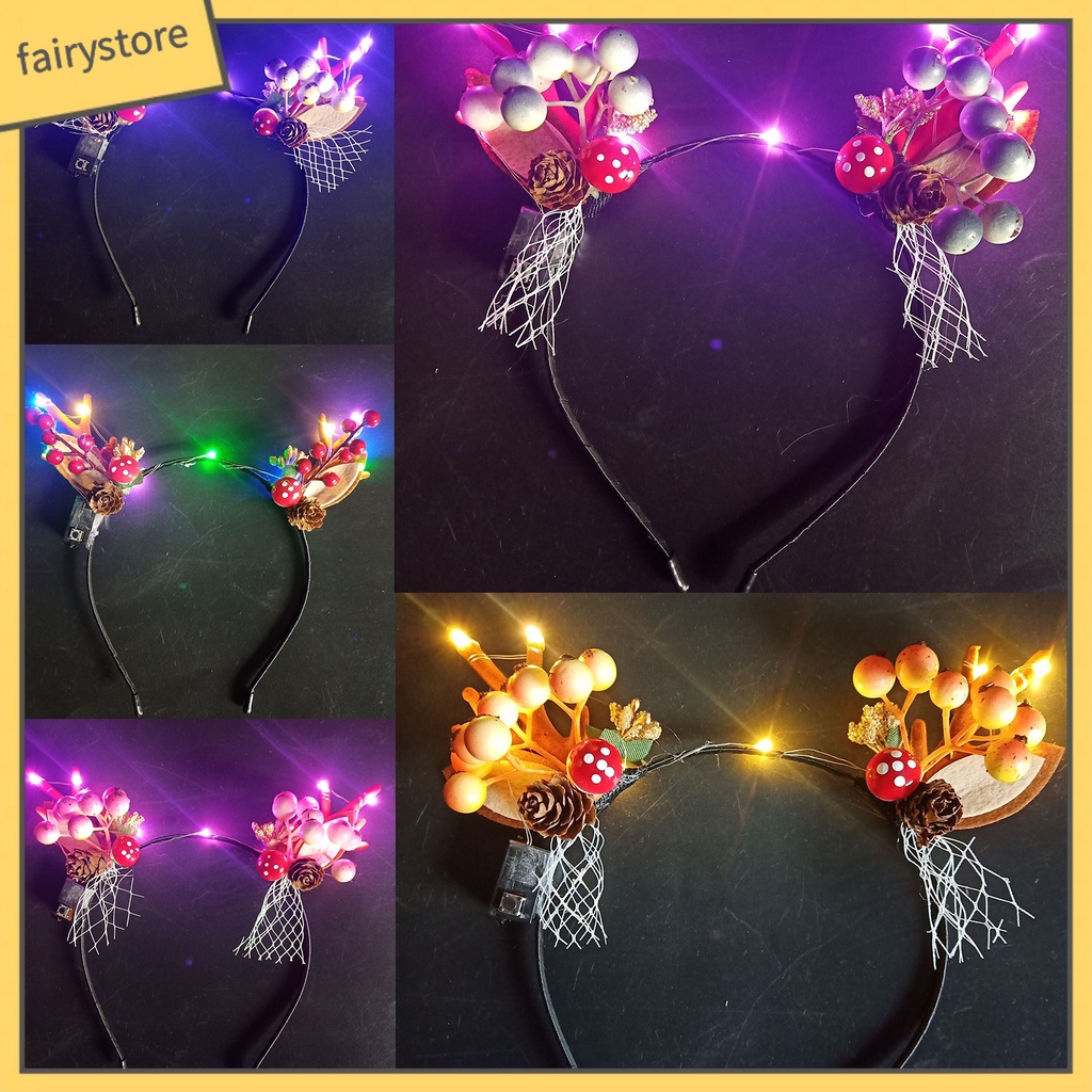 Băng Đô Cài Tóc Hình Sừng Hươu Có Đèn LED Phát Sáng Độc Đáo