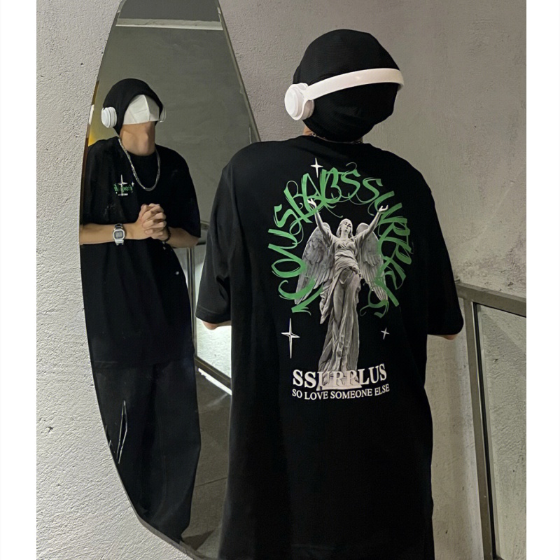 Áo Thun 100% Cotton Tay Ngắn Dáng Rộng Phong Cách Hip Hop Thời Trang Cho Cặp Đôi