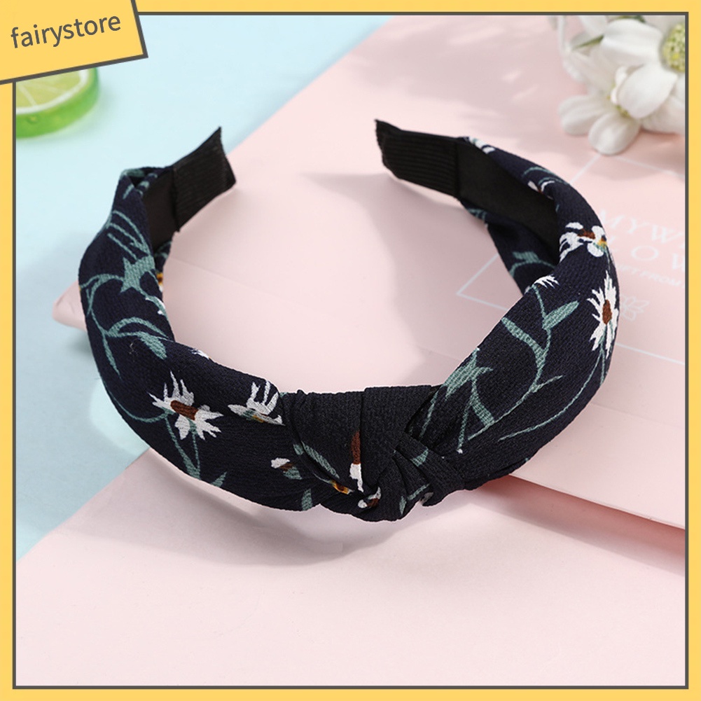 Băng Đô Cài Tóc Bản Rộng Thắt Nút Chéo Handmade Ngọt Ngào Cho Nữ