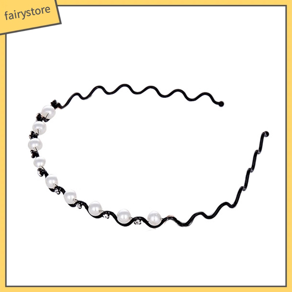 Băng Đô Cài Tóc Đính Đá &amp; Ngọc Trai Giả Bằng Kim Loại Thời Trang Cho Nữ