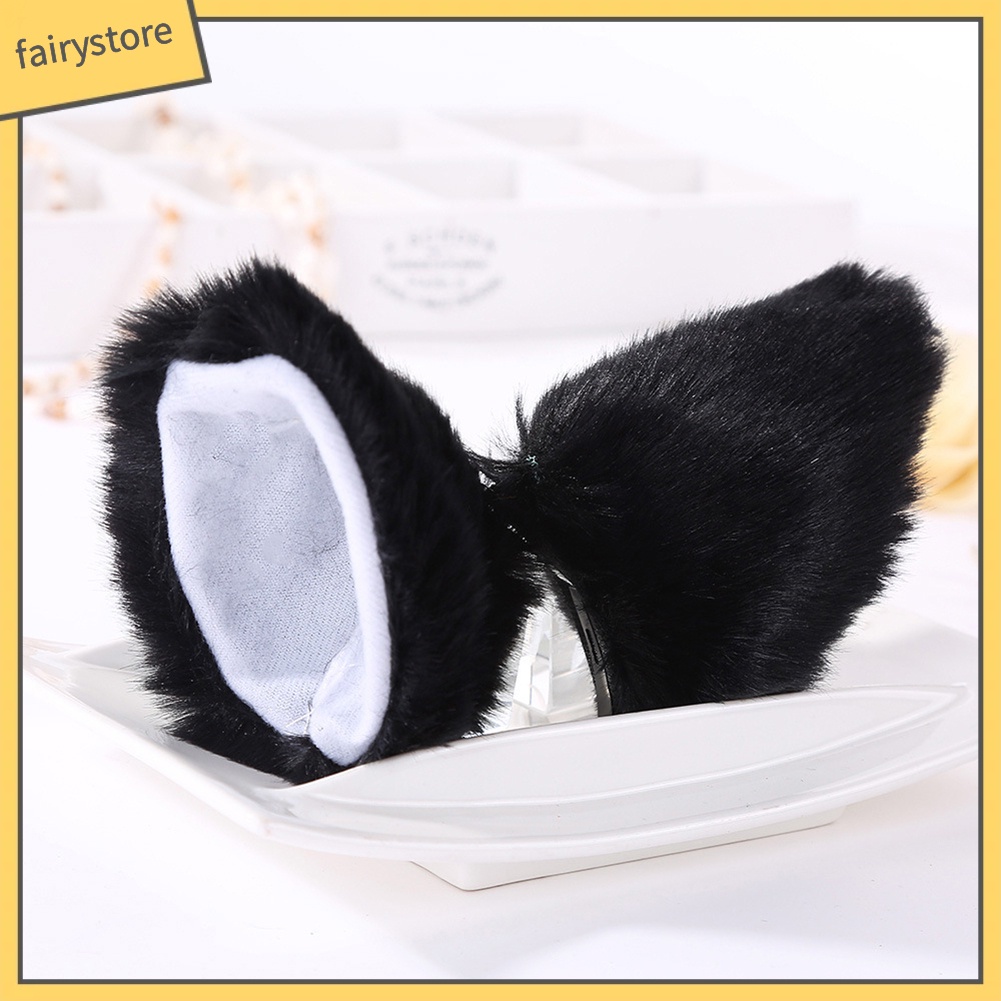 1 Cặp Kẹp Tóc Tai Mèo Đính Lông Hóa Trang Chụp Ảnh Cho Bé